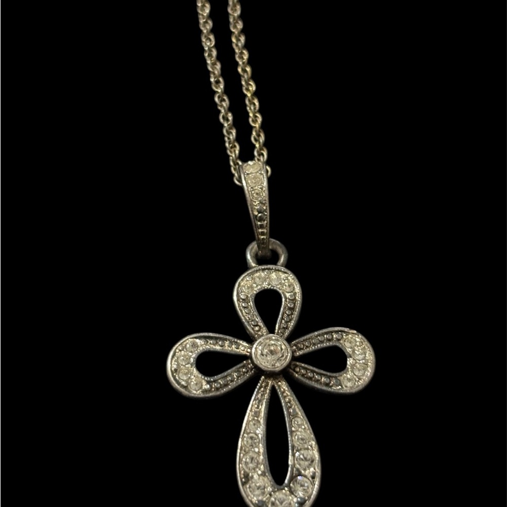 Dazzling Silver Cross Pendant Necklace